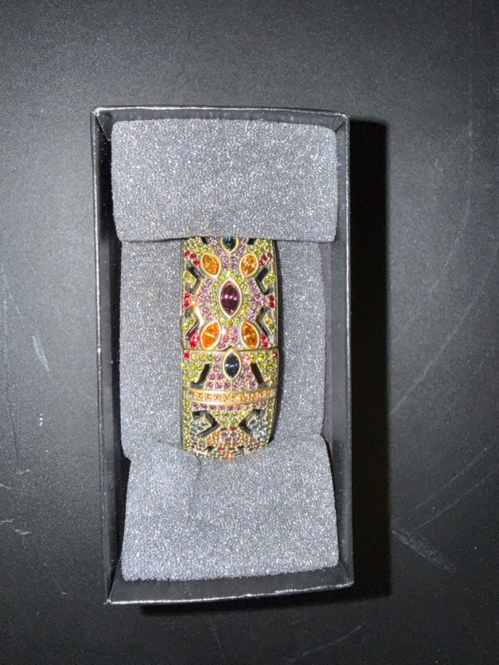 Heidi Daus Gold-Tone Multicolor Crystal Cuff Bracelet